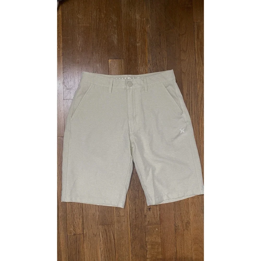 Hurley Hybrid Performance Shorts Sz 28 Khaki Quick Dry Walking Beach Resort Wear